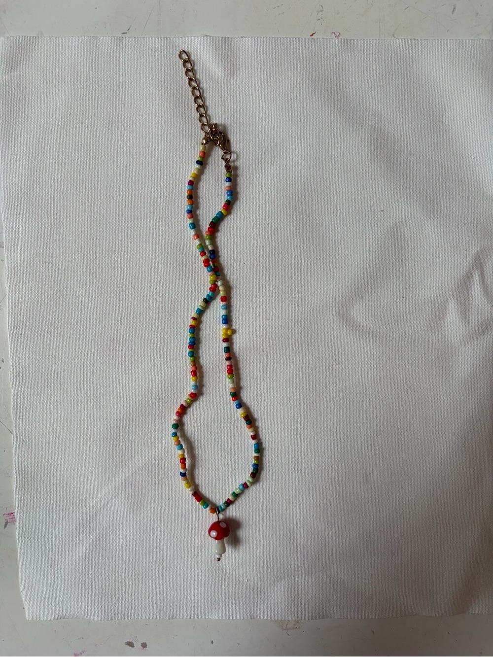 Colorful Beaded Mushroom Pendant Necklace - Multicolor
